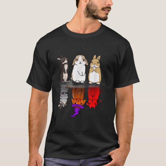 Rabbit Halloween Reflect Rabbit Halloween Mirror B T-Shirt (Vorderseite)