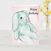 Rabbit Happy Birthday Karte (Gelbe Blume)
