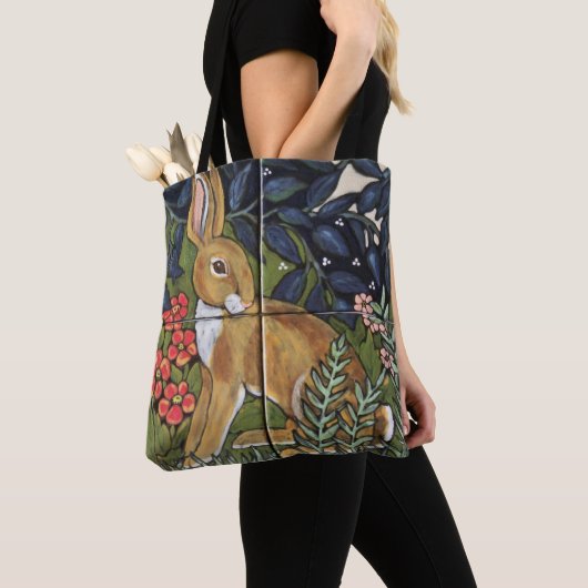 Rabbit Hare Tapesta Antique Bunny Tile Design Kuns Tasche (Von Nahem)