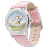 Rabbit holding bouquet of white daisies armbanduhr (Schrägansicht)