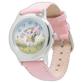 Rabbit holding bouquet of white daisies armbanduhr (Schrägansicht)