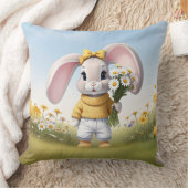 Rabbit holding bouquet of white daisies kissen (Decke)