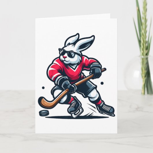 Rabbit Ice Hockey Bunny Easter Day  Karte (Vorderseite)