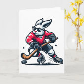 Rabbit Ice Hockey Bunny Easter Day  Karte (Gelbe Blume)