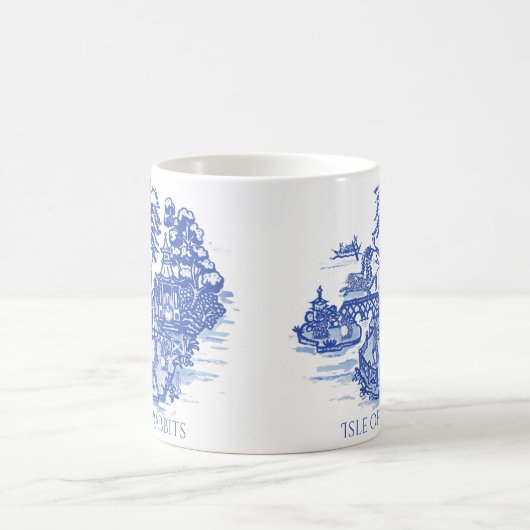 Rabbit Island Blue Willow Whimsical Asian Muster Kaffeetasse (Mittel)