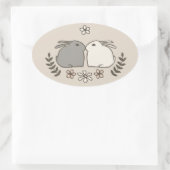 Rabbit Kiss Ovaler Aufkleber (Tasche)