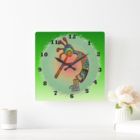 Rabbit Kokopelli Quadratische Wanduhr (Zuhause)