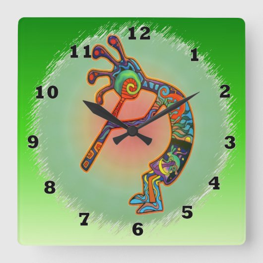 Rabbit Kokopelli Quadratische Wanduhr (Vorderseite)