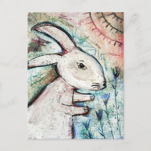 Rabbit-Kunst primitiv Postkarte (Vorderseite)