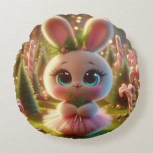 Rabbit Lady Rundes Kissen