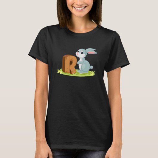 Rabbit Letter R Alphabet Animals For Boys Girls T-Shirt (Vorderseite)