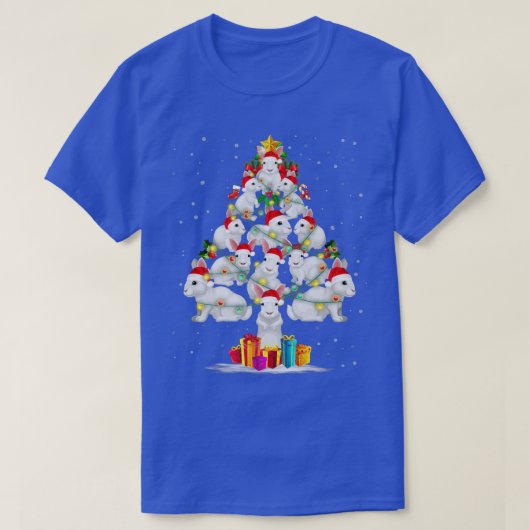 Rabbit Liebe Weihnachtsbaum Light Hat Snow Santa X T-Shirt (Design vorne)