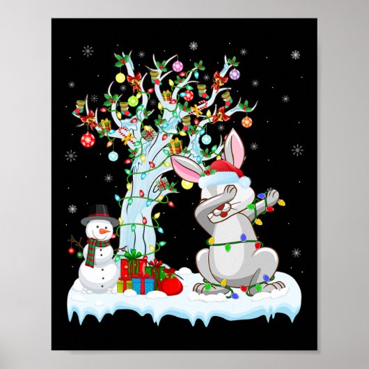 Rabbit Lights Xmas Tree Funny Dabbing Rabbit Chris Poster (Vorne)