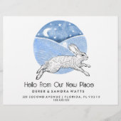Rabbit  Lino Style Change of Address Card  Flyer (Vorne)