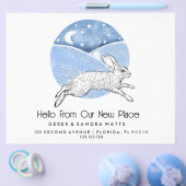 Rabbit  Lino Style Change of Address Card  Flyer (Einzeln)