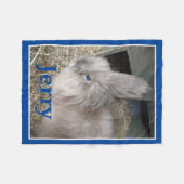 Rabbit Lover's Personalisiertes Foto und Name Blau Fleecedecke (Vorderseite (Horizontal))
