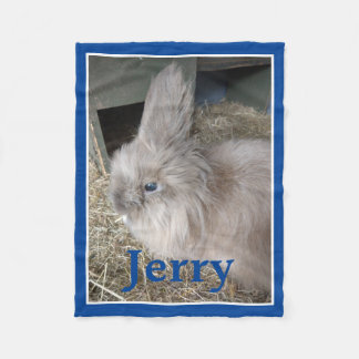 Rabbit Lover's Personalisiertes Foto und Name Blau Fleecedecke