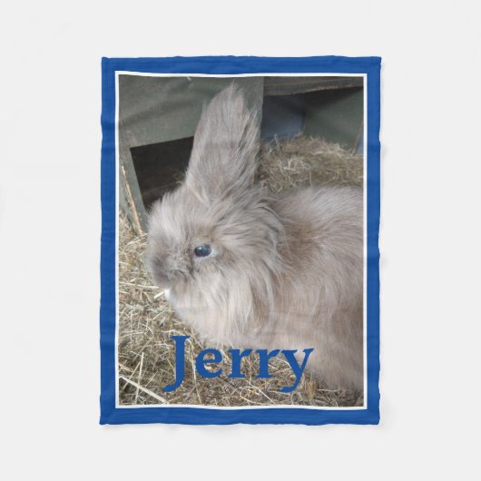 Rabbit Lover's Personalisiertes Foto und Name Blau Fleecedecke (Vorderseite)
