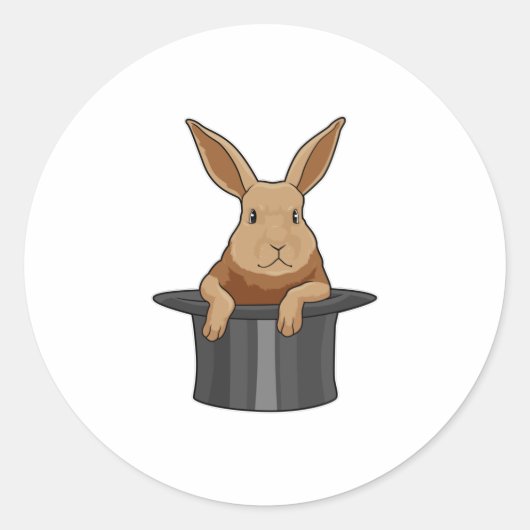 Rabbit Magician Magician Hut Runder Aufkleber (Vorderseite)
