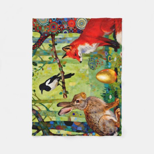 Rabbit, Magpie, Fox and “The Forest’s Secret”  Fleecedecke (Vorderseite)