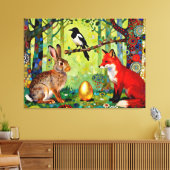 Rabbit, Magpie, Fox and “The Forest’s Secret” Leinwanddruck (Insitu (Wohnzimmer))