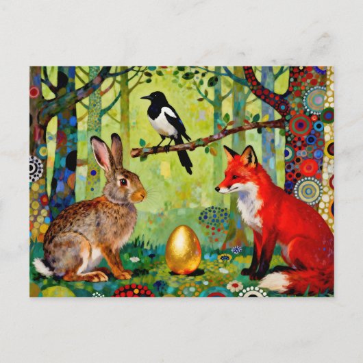 Rabbit, Magpie, Fox and “The Forest’s Secret” Postkarte (Vorderseite)