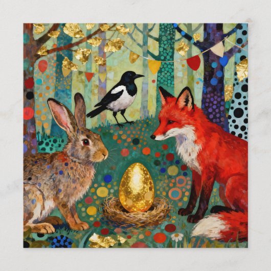 Rabbit, Magpie, Fox and “The Golden Goose Egg” Einladung (Vorderseite)