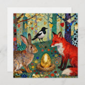 Rabbit, Magpie, Fox and “The Golden Goose Egg” Einladung (Vorne/Hinten)