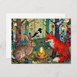 Rabbit, Magpie, Fox and “The Golden Goose Egg” Postkarte