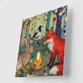 Rabbit, Magpie, Fox and “The Golden Goose Egg” Quadratische Wanduhr (Winkel)