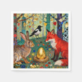 Rabbit, Magpie, Fox and “The Golden Goose Egg” Serviette (Vorderseite)