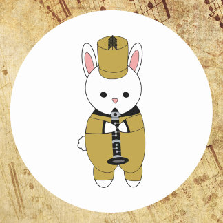 Rabbit Marching Band Klarinette Gold Black Runder Aufkleber