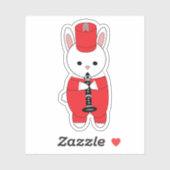 Rabbit Marching Band Klarinette Red White Aufkleber (Blatt)