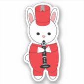 Rabbit Marching Band Klarinette Red White Aufkleber (Vorderseite)