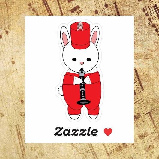 Rabbit Marching Band Klarinette Red White Aufkleber