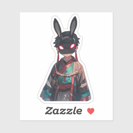 Rabbit Mask Kimono Sticker – Dark Kawaii (Blatt)