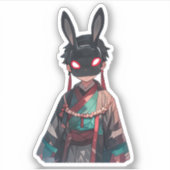 Rabbit Mask Kimono Sticker – Dark Kawaii (Vorderseite)