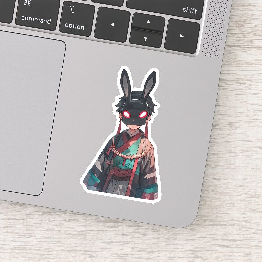 Rabbit Mask Kimono Sticker – Dark Kawaii (Detail)