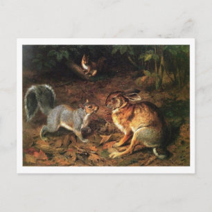 Rabbit Meet Eichhörnchen Postkarte