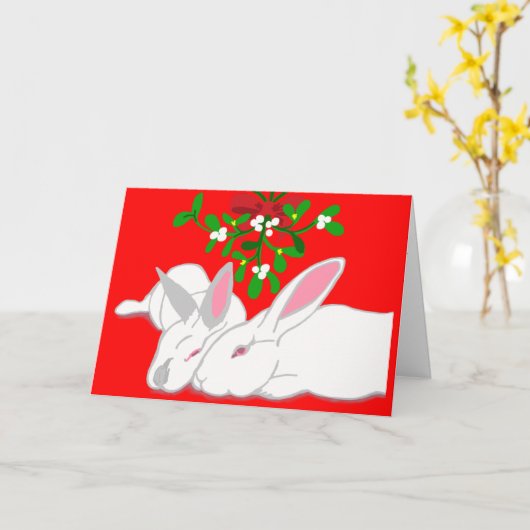 Rabbit Mistletoe Bunny Liebe Karte (Gelbe Blume)