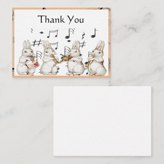 Rabbit Musician Vielen Dank Karte (Vorne/Hinten)