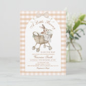 Rabbit Neutral Beige Bunny Baby Shower Einladung (Stehend Vorderseite)