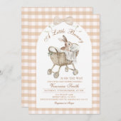 Rabbit Neutral Beige Bunny Baby Shower Einladung (Vorne/Hinten)