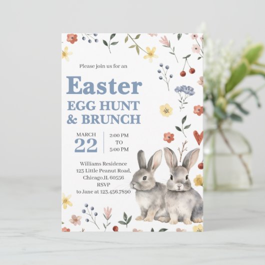 Rabbit Oaster Brunch Party Einladung (Stehend Vorderseite)