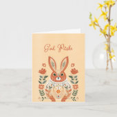 Rabbit Orange Yellow God Påske Karte (Gelbe Blume)