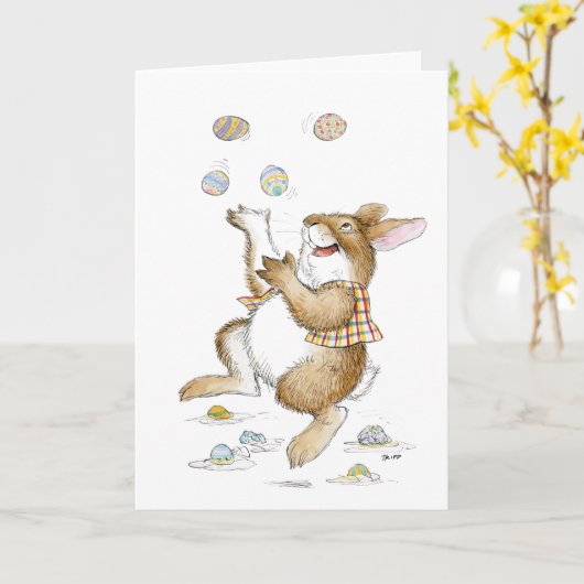 Rabbit-Osterkarte Karte (Gelbe Blume)