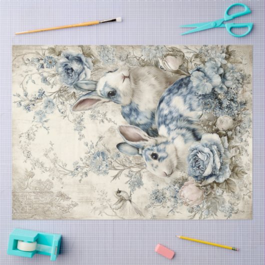 Rabbit Pair Two Tissue Paper Seidenpapier (Basteln)