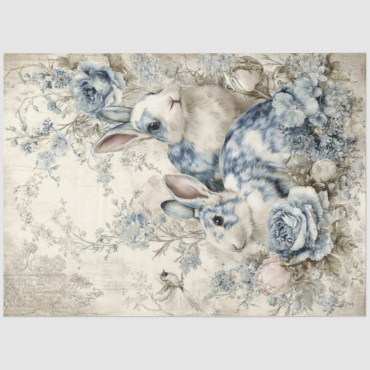 Rabbit Pair Two Tissue Paper Seidenpapier (Vorderseite)
