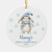 Rabbit Personalized Baby's First Christmas Keramik Ornament (Vorne)