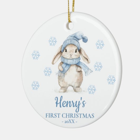 Rabbit Personalized Baby's First Christmas Keramik Ornament (Links)